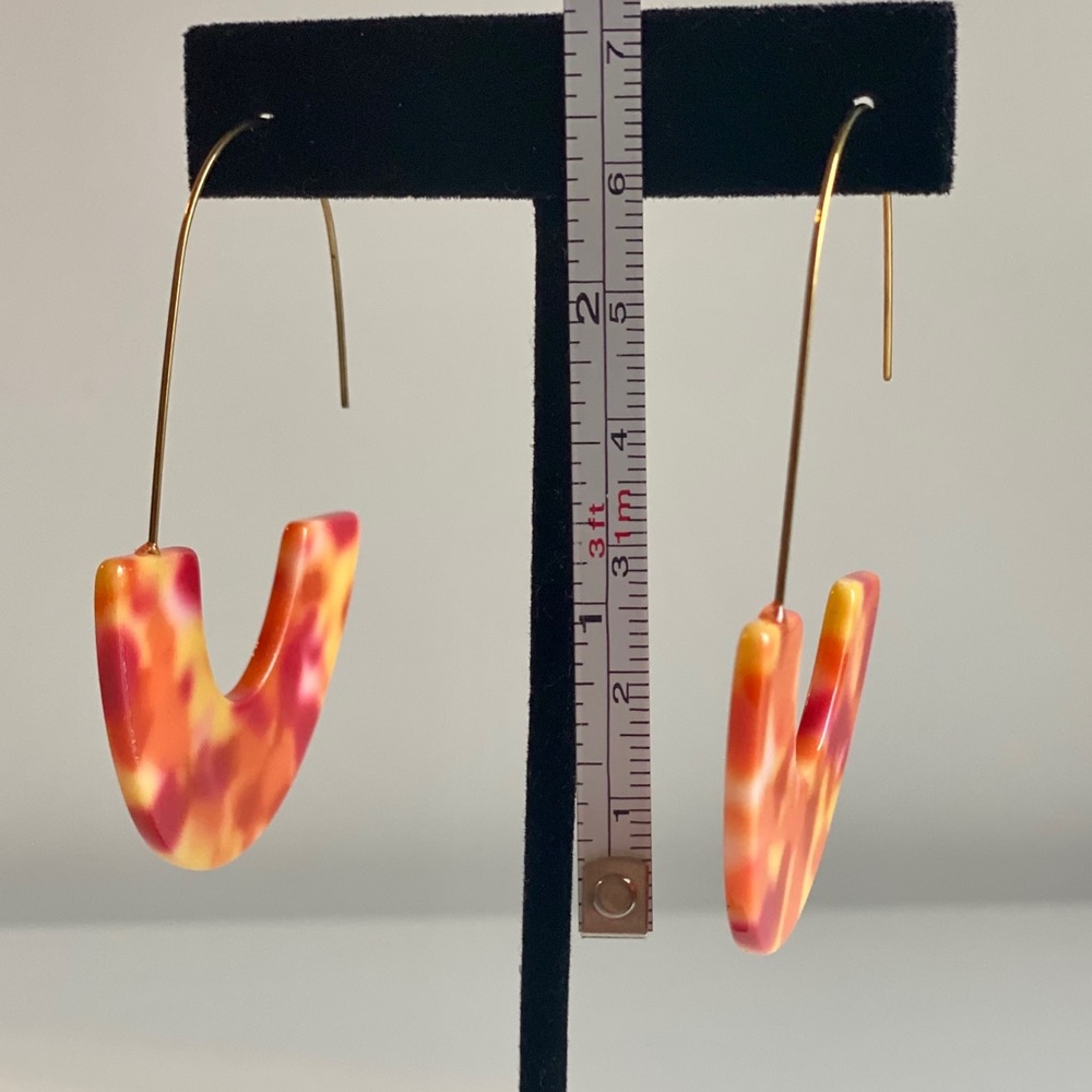 Red Yellow Orange Statement Earrings - image 3